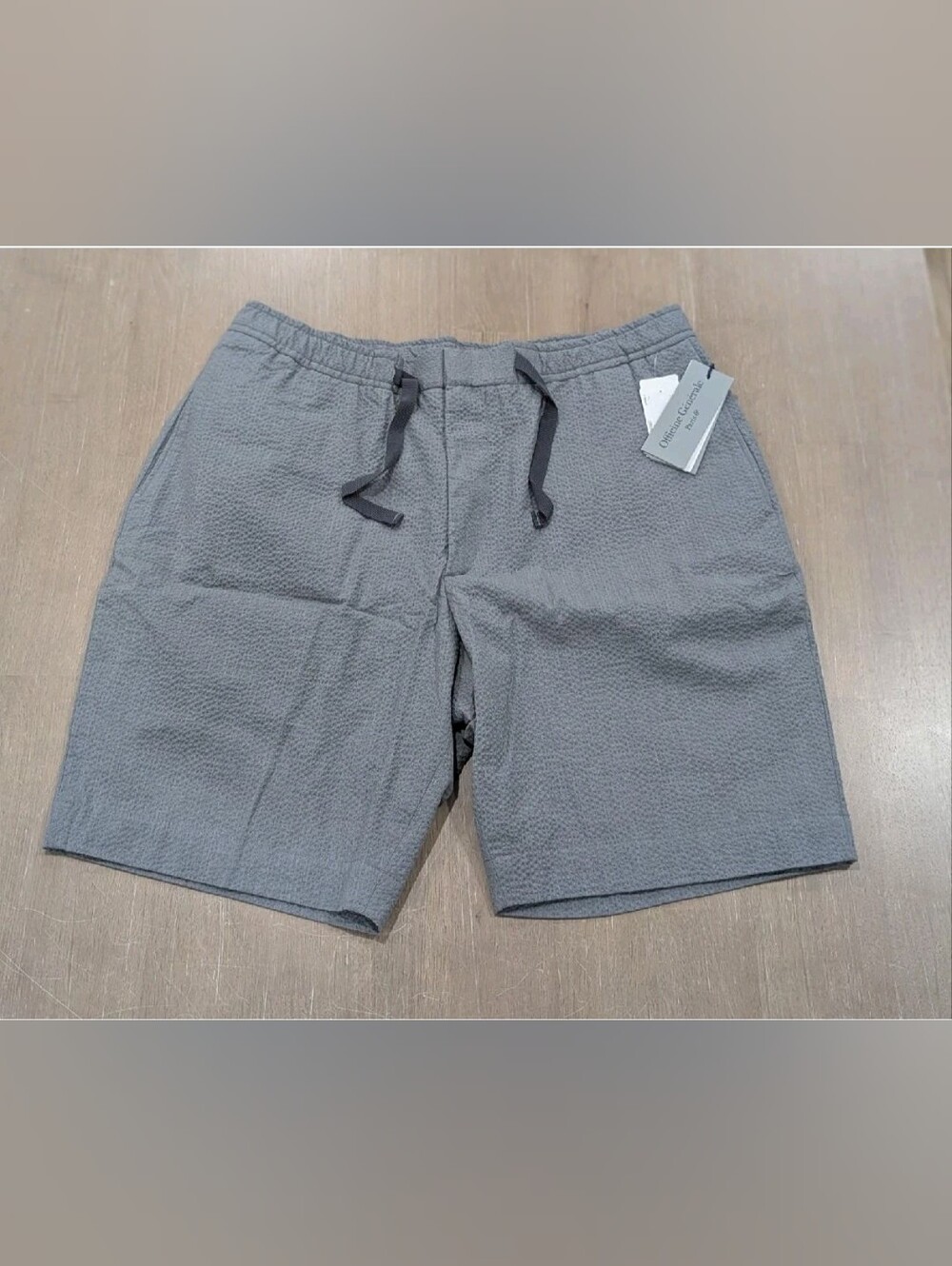 $370 Mens OFFICINE GENERALE Flat Front Textured Shorts Gray 54 US 38